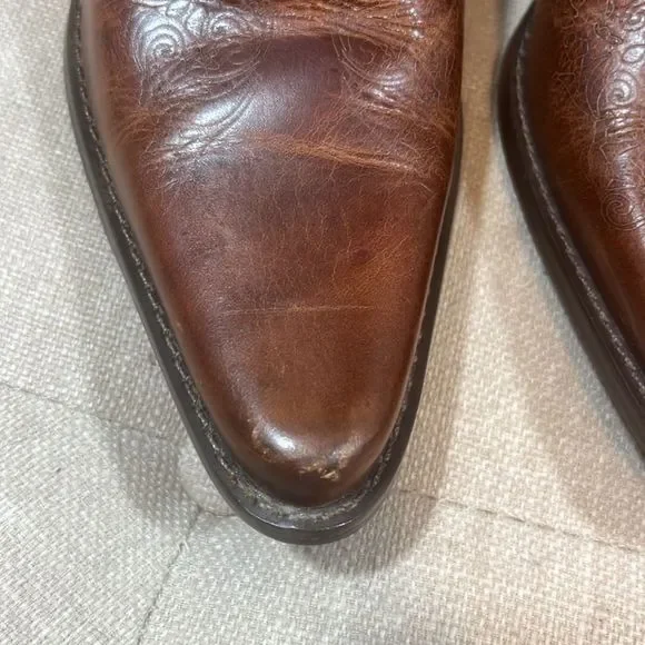 Leather Hand Stitched Mid Calf Western Boots Made In Brazil - Picture 9 of 13